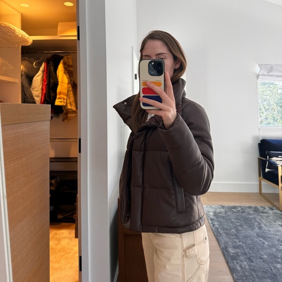 NWOT Abercrombie & Fitch Vegan Leather Mini Puffer - Picture 4 of 10